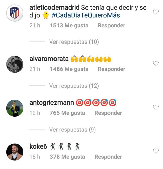 Morata, Griezmann y Koke festejaron la renovación de Oblak.