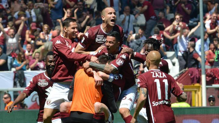 Alegría del Torino contra el Sassuolo (3-2).
