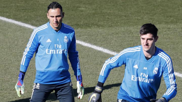 Keylor Navas y Courtois, en un entrenamiento del Real Madrid.