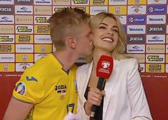 Zinchenko besa a una reportera en pleno directo: atención a la mirada previa a lanzarse