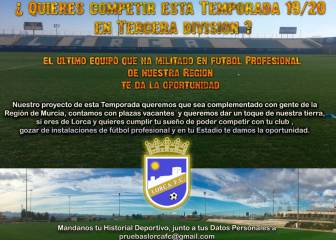 Un Lorca 'low cost': busca futbolistas que jueguen gratis