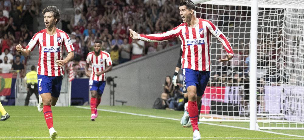 Morata y Joao Félix celebran el gol del Atlético.