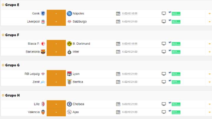 Partidos De La Champions De Hoy 2 De Octubre Horarios As Com