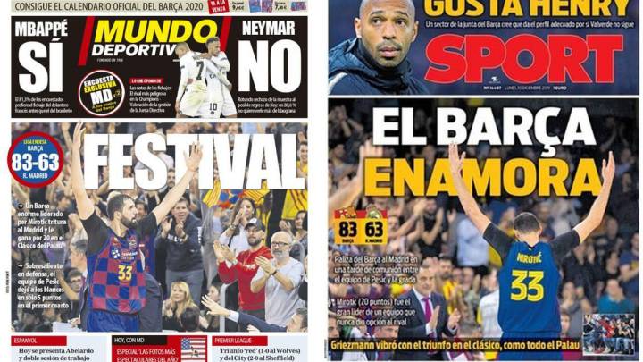 Mirotic le gana al Barça de fútbol en las portadas
