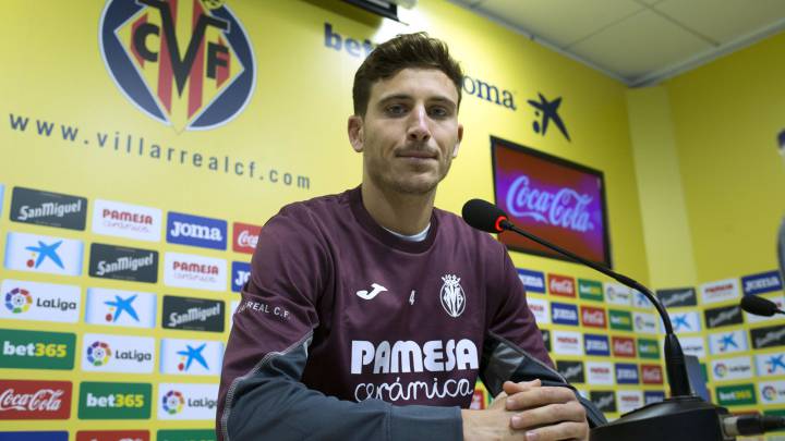Pau Torres, en la sala de prensa del Estadio de la Cerámica.
