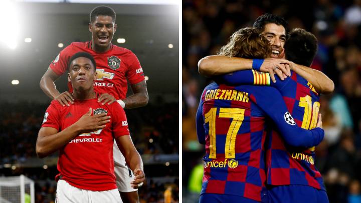 Martial, Rashford, Griezmann, Suárez y Messi.