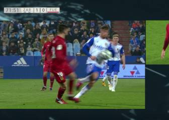 El VAR anula un gol al Zaragoza por una mano de Puado