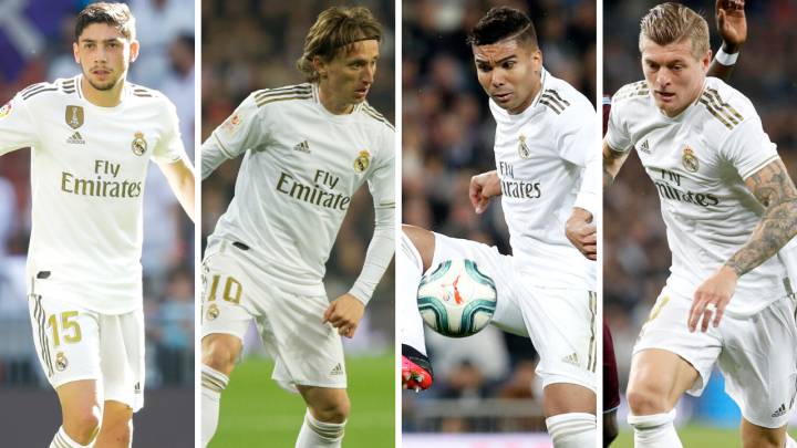 Fede Valverde, Luka Modric, Casemiro y Toni Kroos.