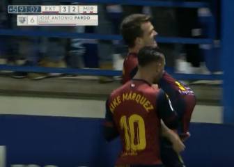 El Extremadura sigue creyendo gracias al triunfo in extremis ante el Mirandés