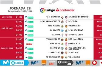Ya se conocen los horarios de la jornada 29 de LaLiga Santander