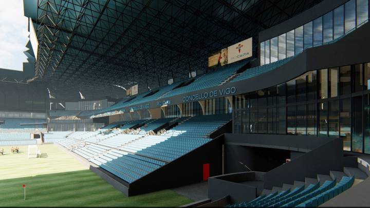 Imagen del proyecto de reforma de la grada de Marcador en el estadio de Balaídos.