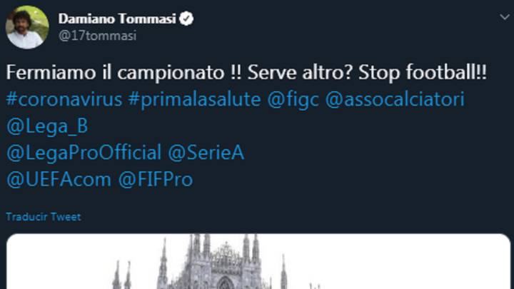 Tommasi pide parar el fútbol por el decreto que planea aislar a 16 millones de italianos