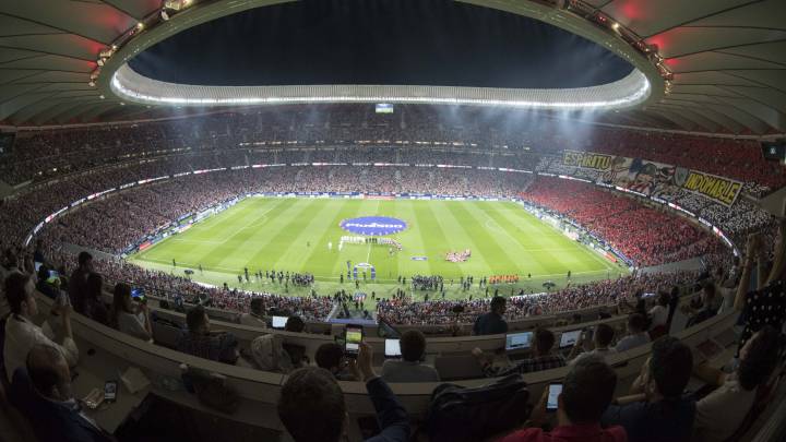Imagen del Wanda Metropolitano antes de comenzar el derbi contra el Real Madrid en septiembre.