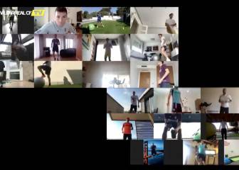 La plantilla del Villarreal entrenan juntos a través de una videollamada