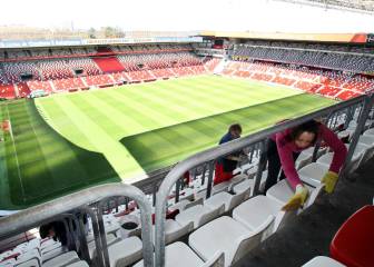 El Molinón y Mareo se someten a tareas de limpieza y desinfección