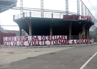 Los ultras del Torino se movilizan contra la vuelta del fútbol