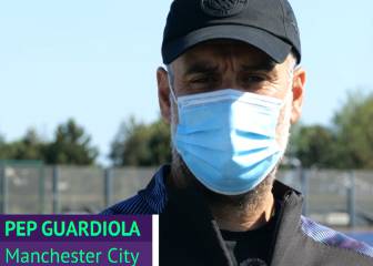 Reaparece Guardiola, con mascarilla y con el mensaje más precavido que ha dado nunca