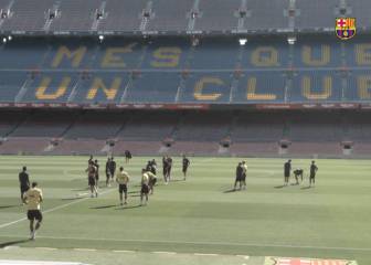 Messi entrena al margen del grupo en el Camp Nou