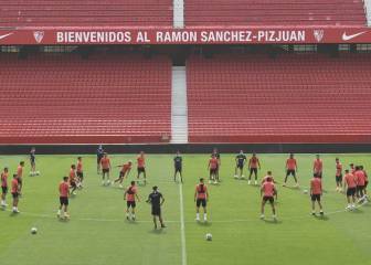 Ocampos se entrena en la previa del Sevilla-Betis