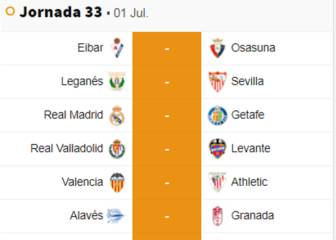 LaLiga Santander: horarios de los partidos de las jornadas 33 y 34