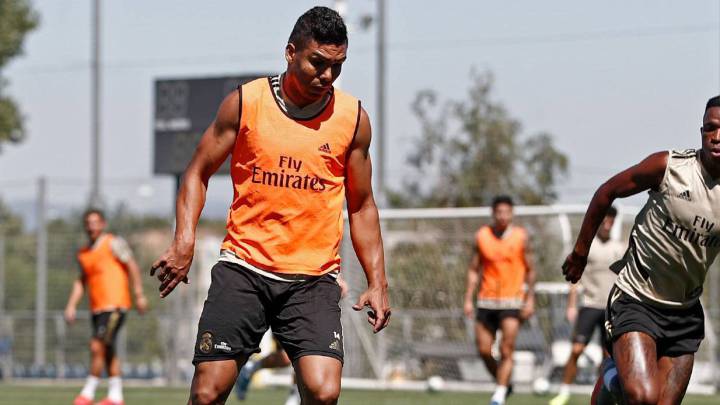 Casemiro, durante un entrenamiento del Real Madrid. 