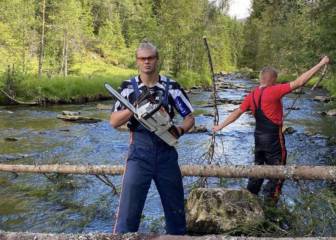 La foto viral de Haaland con una motosierra en Noruega
