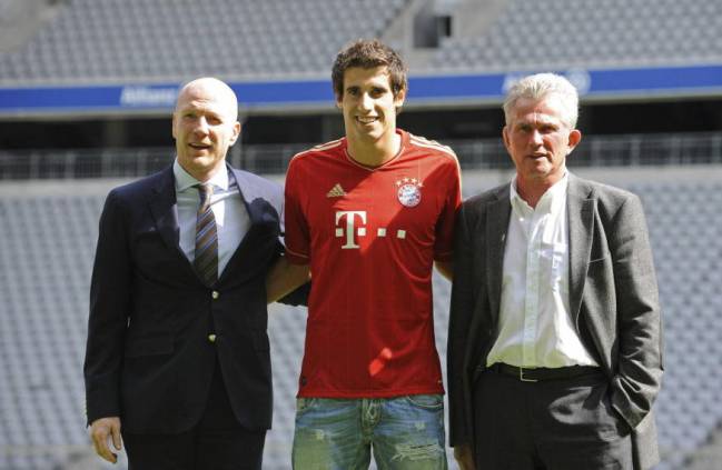 Javi Martínez the day of his presentation with Bayern. 
