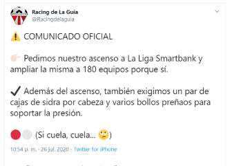 Las exigencias del Racing de la Guía: ascenso a Segunda y sidra para soportar la presión...