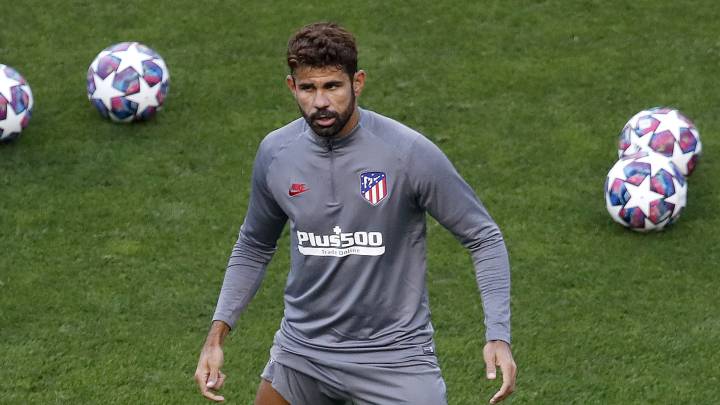 Diego Costa, en un entrenamiento con el Atlético.