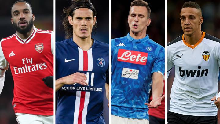 Lacazette, Cavani, Milik y Rodrigo.