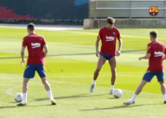Tercer entrenamiento del Barça sin Messi, Vidal y Suárez