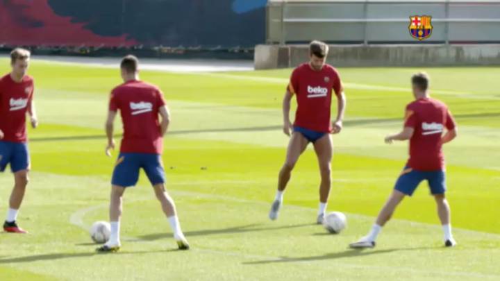 Tercer entrenamiento del Barça sin Messi, Vidal y Suárez