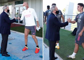 Florentino Pérez pops into Valdebebas to visit the players