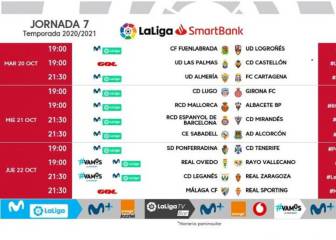El Almería-Cartagena, el martes 20; y el Málaga-Sporting, el 22