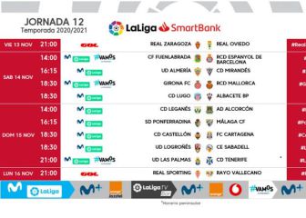 Ya se conocen los horarios de la Jornada 12 de Segunda