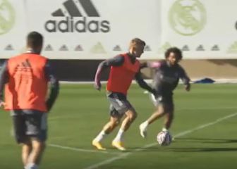 Última sesión de trabajo del Madrid antes de viajar a Milán