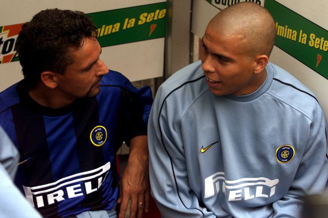 Baggio y Ronaldo, en la etapa que coincidieron en el Inter de Milan.