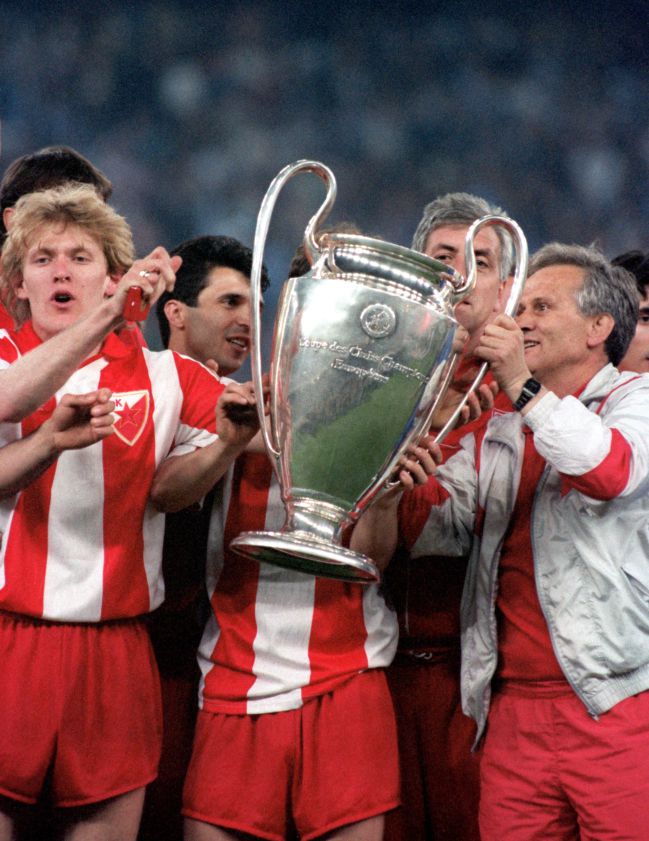 El Estrella Roja celebrando la Copa de Europa de 1991.