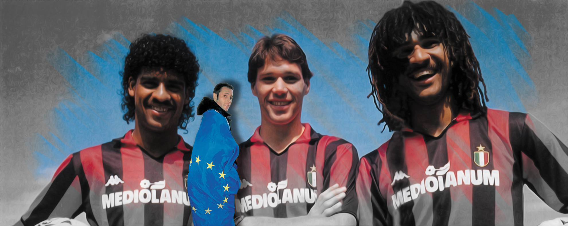 Rijkaard, Van Basten y Gullit en el Milan