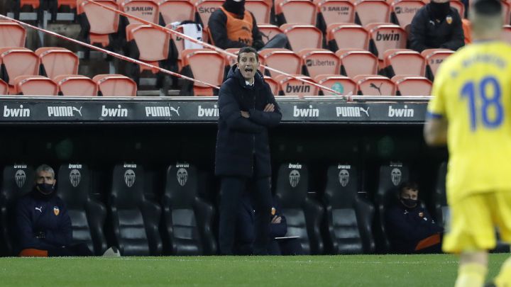 Javi Gracia, en el partido contra el Cádiz. 