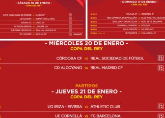 Alcoyano-Real Madrid, miércoles 20 y Cornellà-Barça, jueves 21, ambos a las 21:00 horas