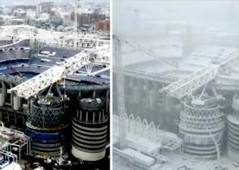Es hipnotizante: el vídeo del Bernabéu vistiéndose de blanco con la nevada que enamora