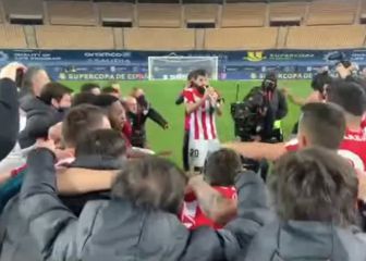 Villalibre plays the trumpet after Athletic's Super Cup win