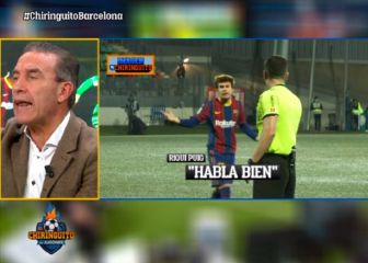 El enfado de Riqui Puig con el árbitro durante el partido ante el Cornellà