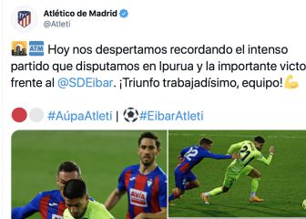El Atleti saca una imagen para defender el penalti a Suárez
