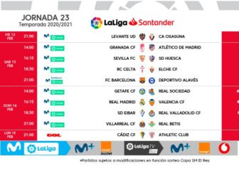 Ya se conocen los horarios de la jornada 23 de LaLiga Santander