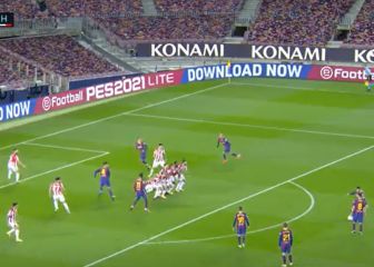 Cinco en la barrera, otro en el suelo, uno bajo palos, el portero... y Messi hizo esto