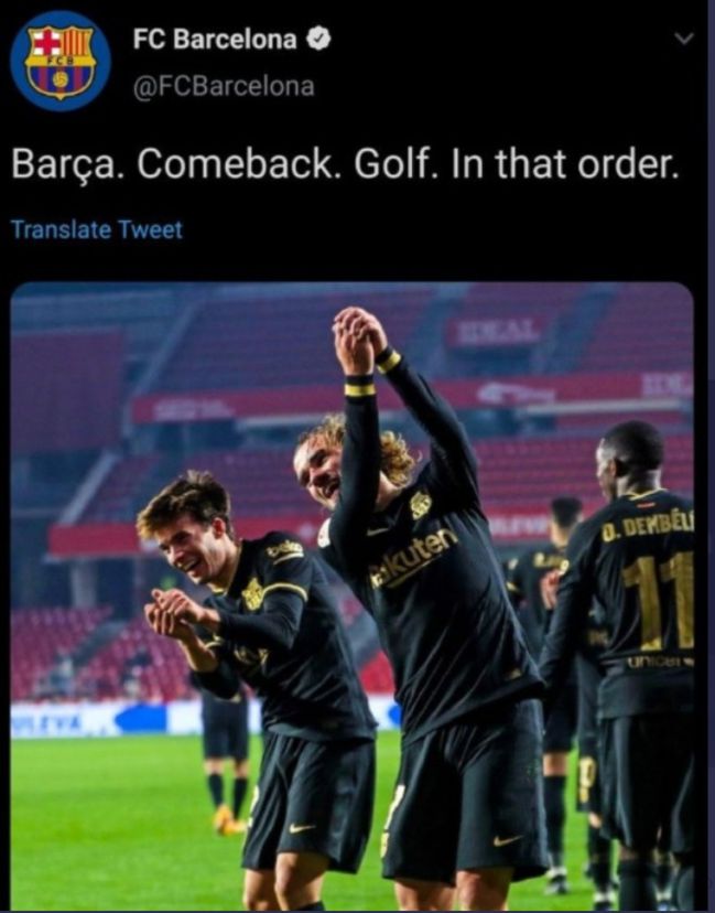 El supuesto tuit con el que según Cuatro el Barcelona ha troleado al Madrid.