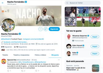 Nacho da 'me gusta' a un tuit que dice que a Ramos 