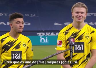 Haaland recuerda a Cristiano y la reacción de Sancho a su gol